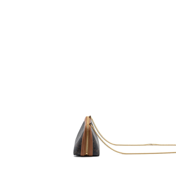 Celine Clutch With Chain Triomphe Canvas/Lambskin Tan