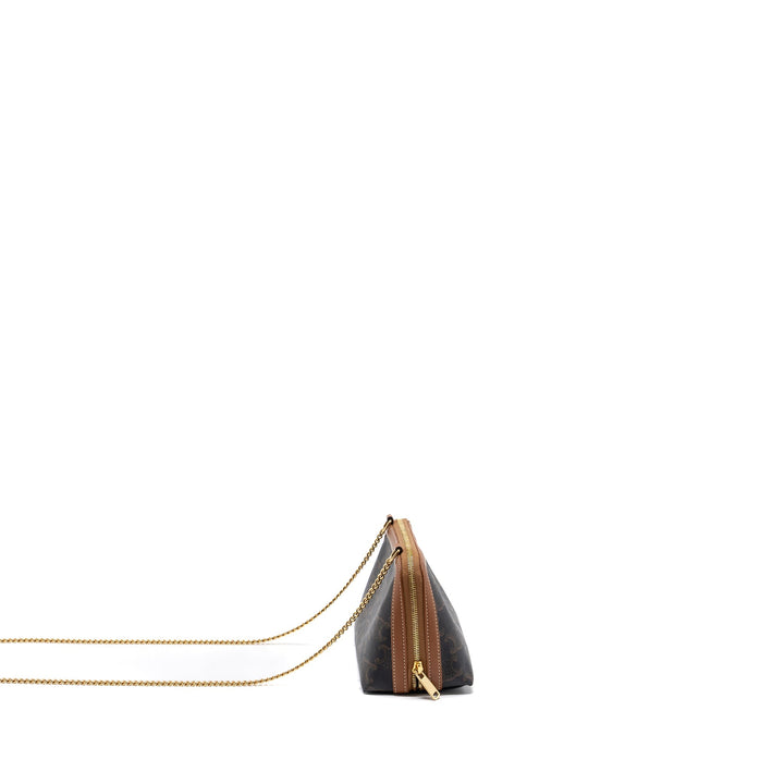 Celine Clutch With Chain Triomphe Canvas/Lambskin Tan