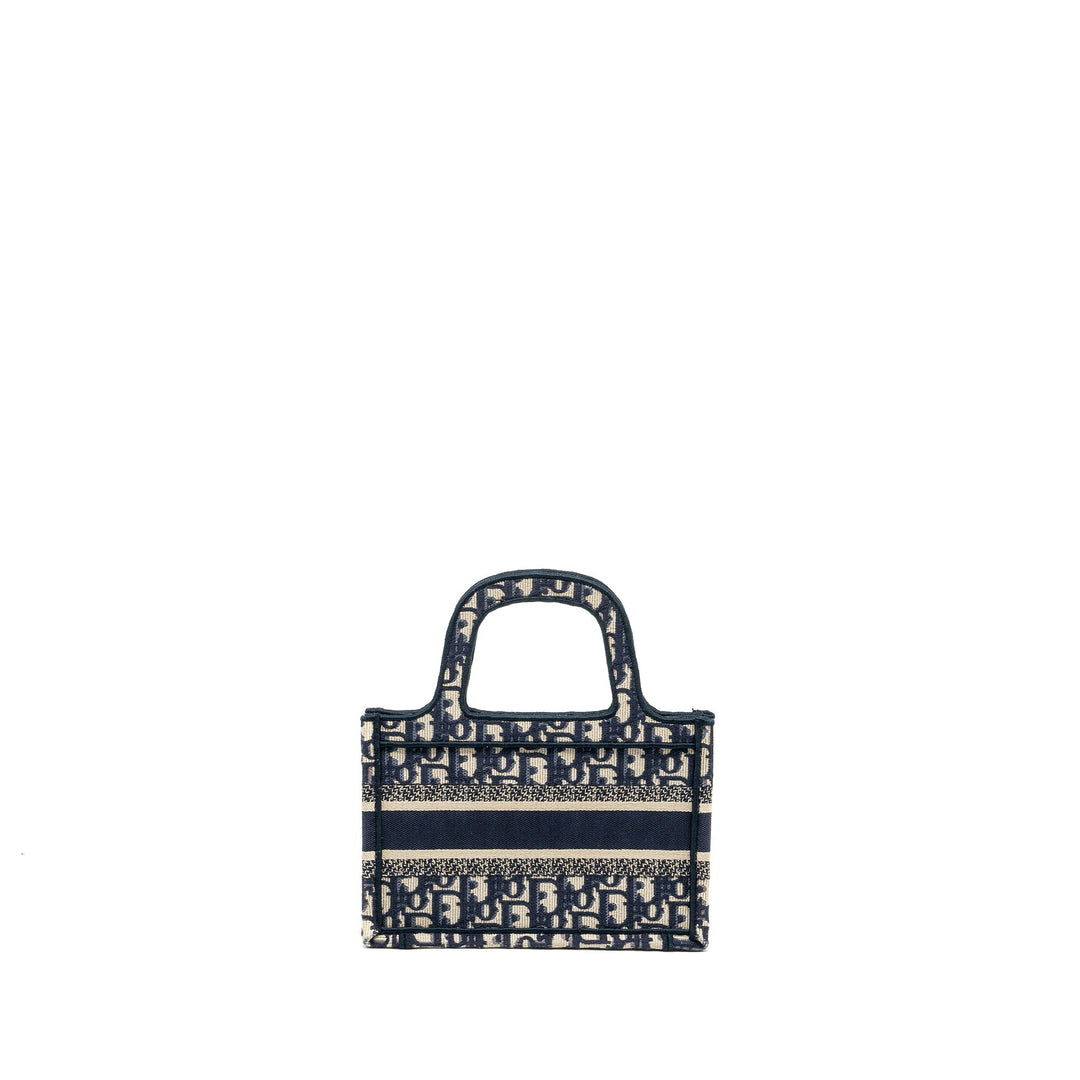 Top quality Dior MINI BOOK TOTE BLUE OBLIQUE EMBROIDERY