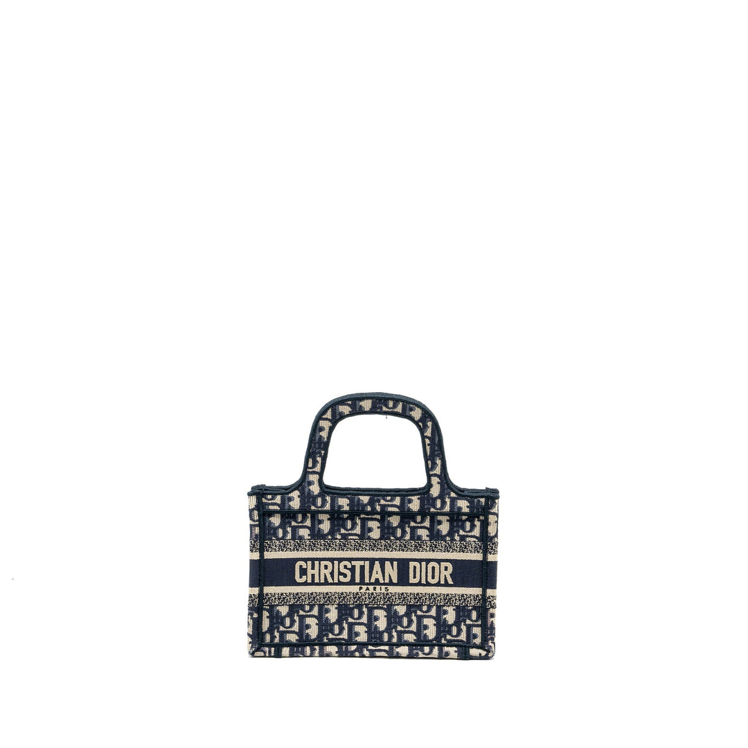 Top quality Dior MINI BOOK TOTE BLUE OBLIQUE EMBROIDERY