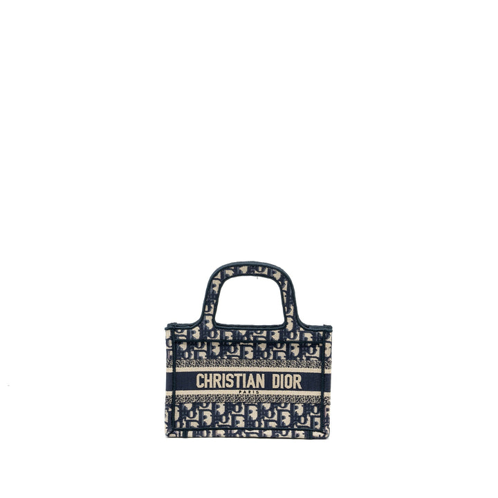 Top quality Dior MINI BOOK TOTE BLUE OBLIQUE EMBROIDERY