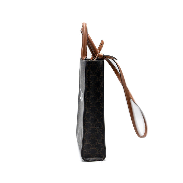 Top Quality Celine small cabas vertical triomphe canvas / calfskin tan
