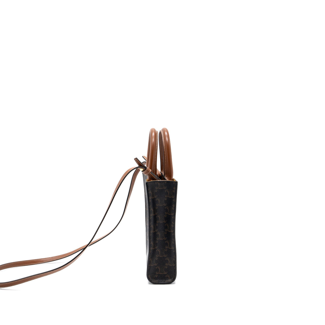 Celine MINI VERTICAL CABAS TRIOMPHE CANVAS BROWN