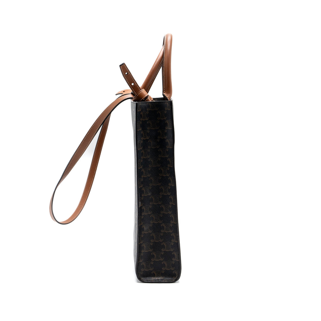Celine small cabas vertical triomphe canvas / calfskin tan