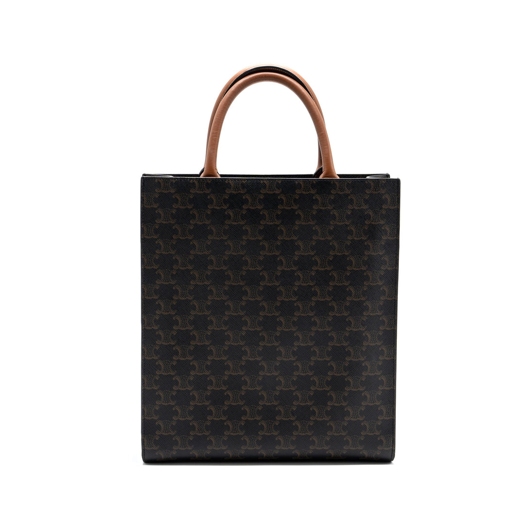 Top Quality Celine small cabas vertical triomphe canvas / calfskin tan