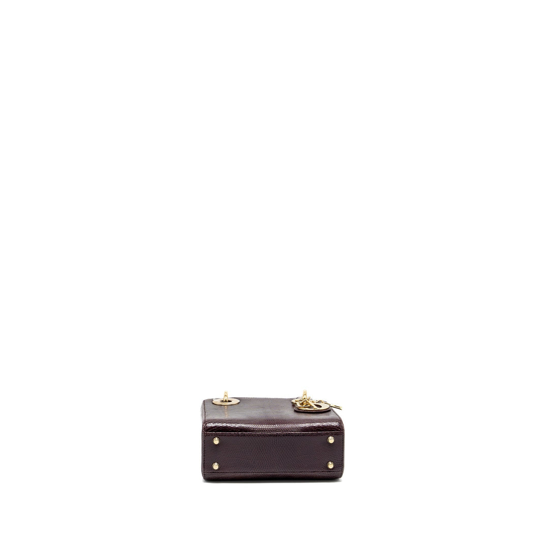 Top quality Dior Mini Lady Top quality Dior Lizard Burgundy