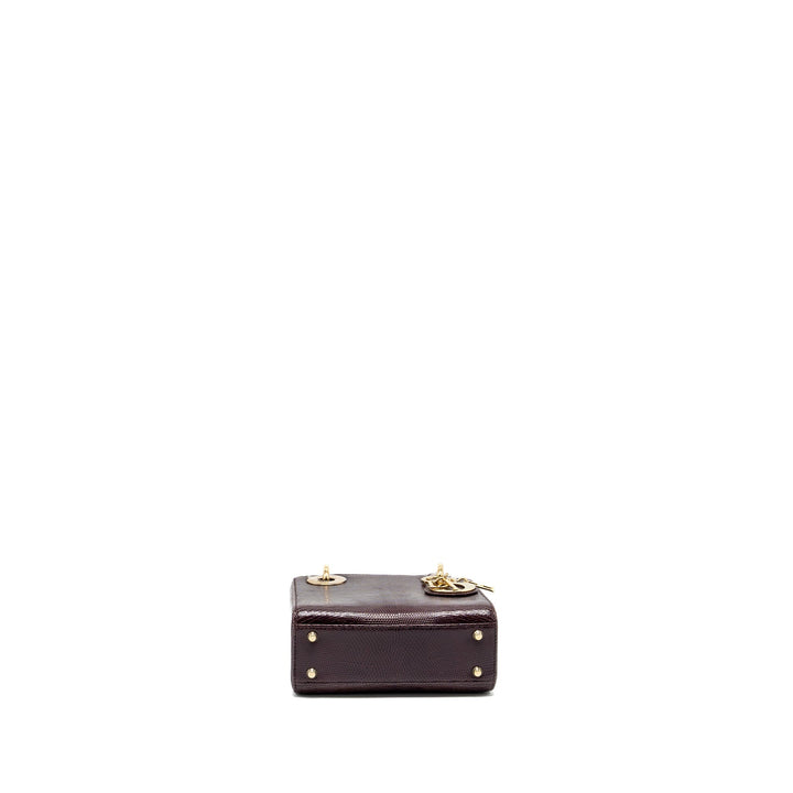 Top quality Dior Mini Lady Top quality Dior Lizard Burgundy