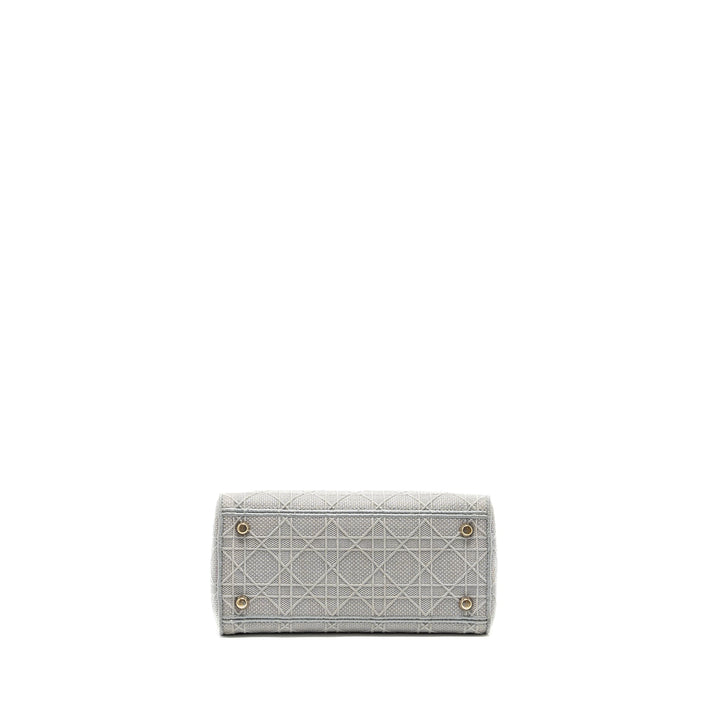 Top quality Dior Medium Lady D-Lite Bag Cannage Embroidery Grey
