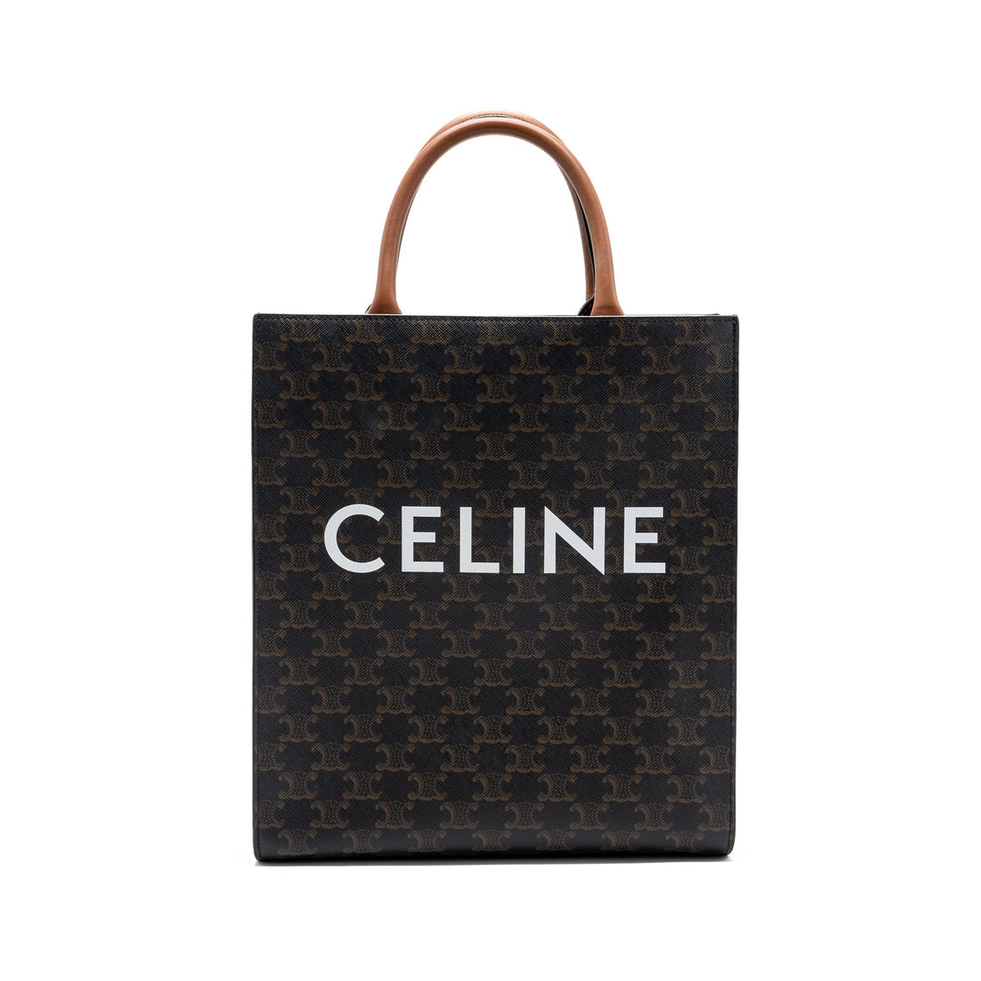 Top Quality Celine small cabas vertical triomphe canvas / calfskin tan