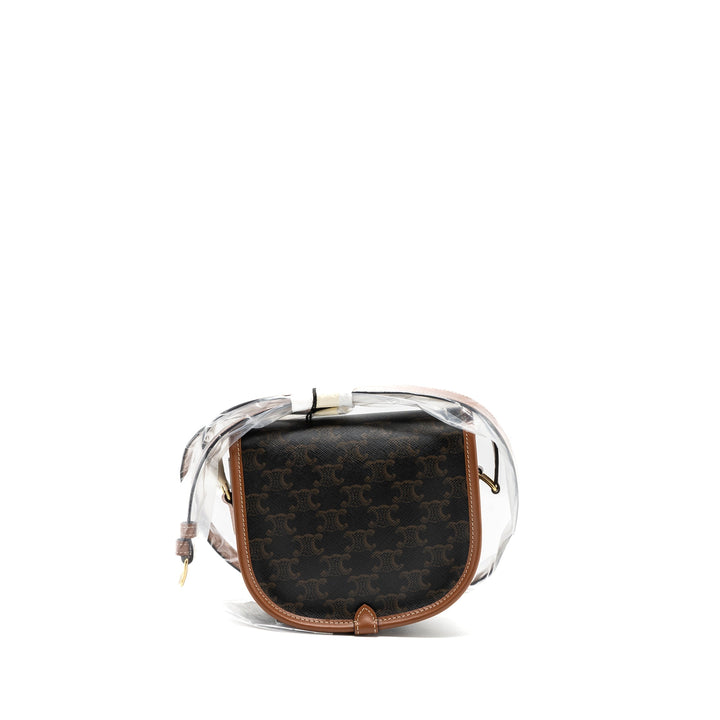 Celine medium Folco bag TRIOMPHE CANVAS AND CALFSKIN TAN
