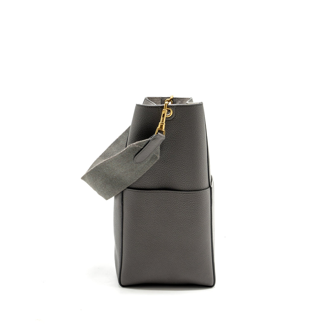 Celine Sangle Bucket Bag Grained Calfskin Grey