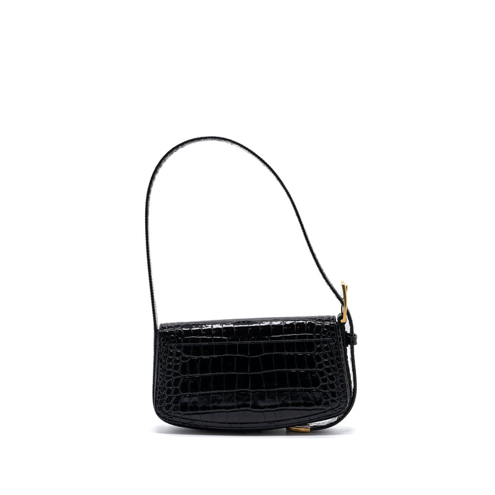 Top Quality Balenciaga Ghost Sling Bag Croc Embossed Leather Black GHW