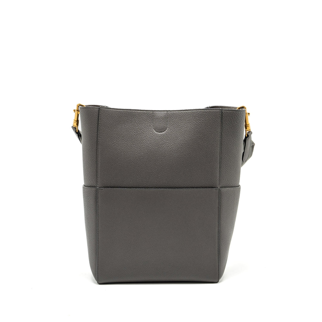 Celine Sangle Bucket Bag Grained Calfskin Grey