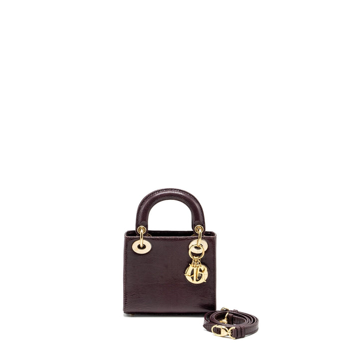 Top quality Dior Mini Lady Top quality Dior Lizard Burgundy