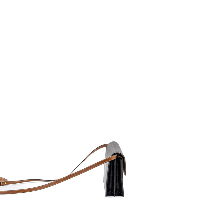 Celine Wallet On Strap Triomphe Canvas/Smooth Lambskin Tan
