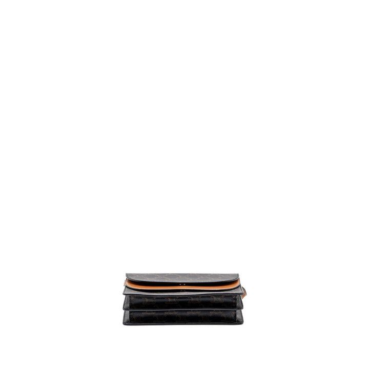 Celine Wallet On Strap Triomphe Canvas/Smooth Lambskin Tan