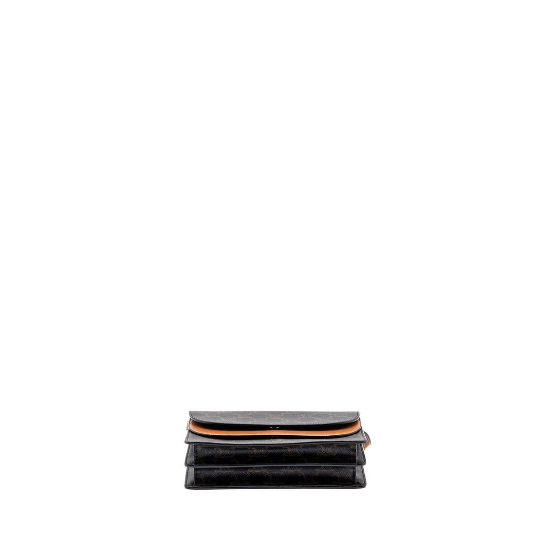 Top Quality Celine Wallet On Strap Triomphe Canvas/Smooth Lambskin Tan