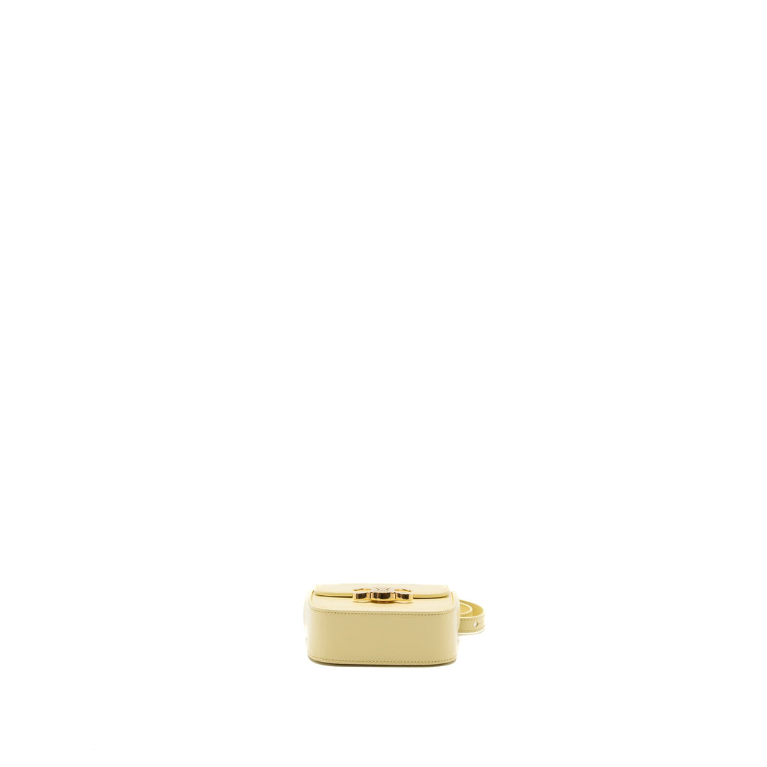 Celine Mini Claude Shiny Calfskin Light Yellow
