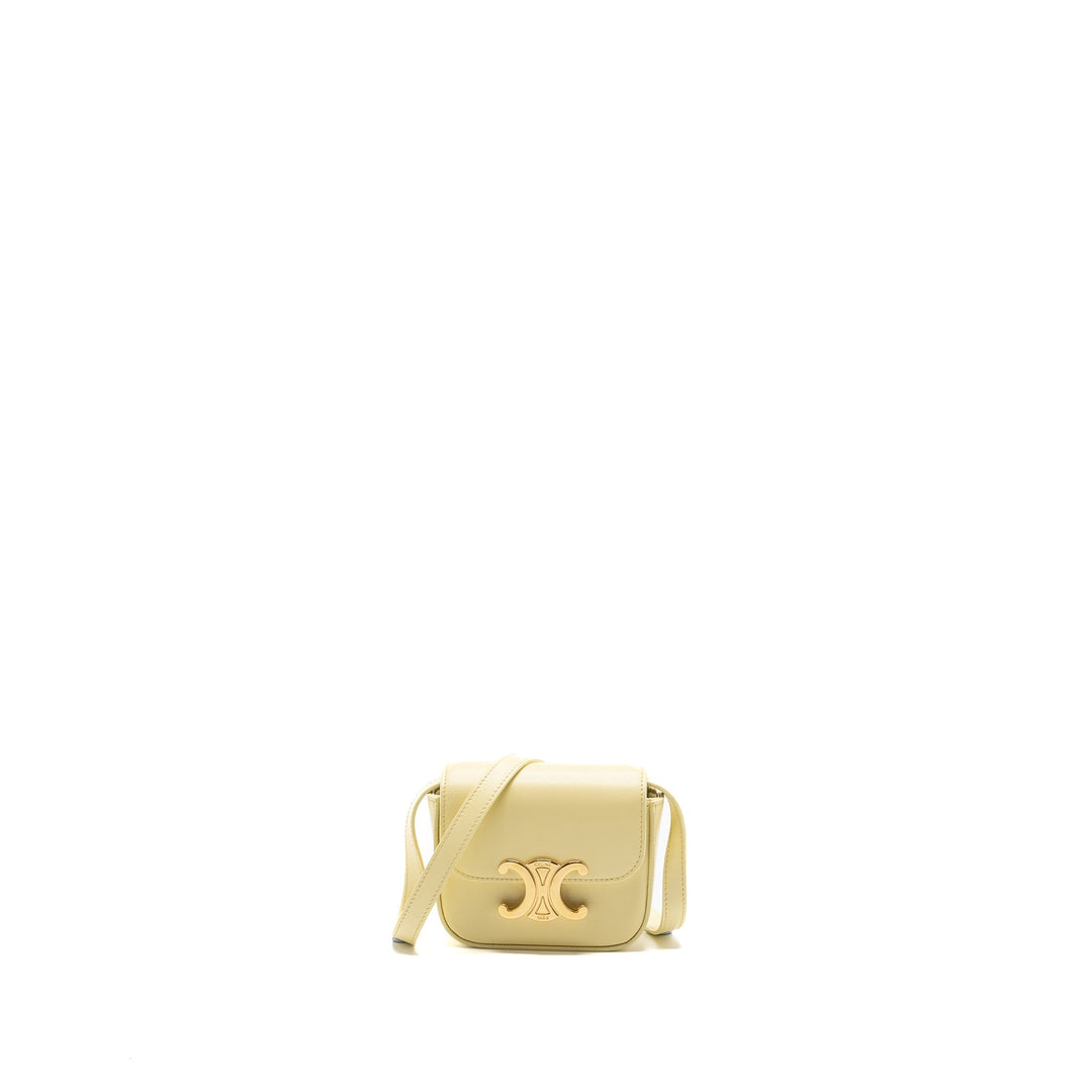 Celine Mini Claude Shiny Calfskin Light Yellow