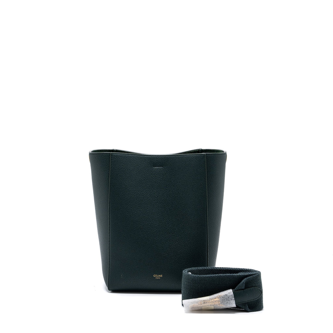 Top Quality Celine Sangle bucket bag calfskin dark green