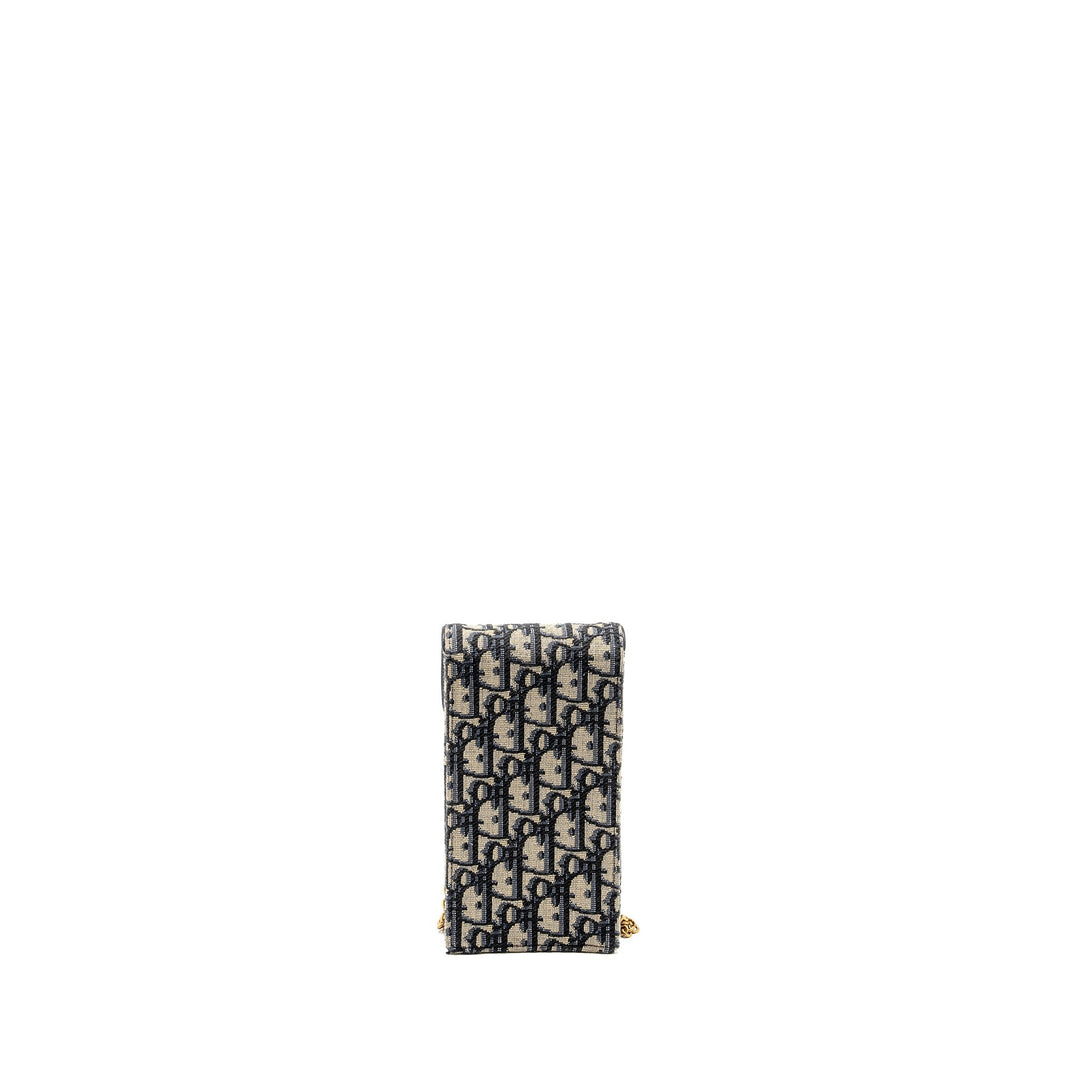 Top quality Dior Saddle Phone Pouch Blue Oblique Jacquard