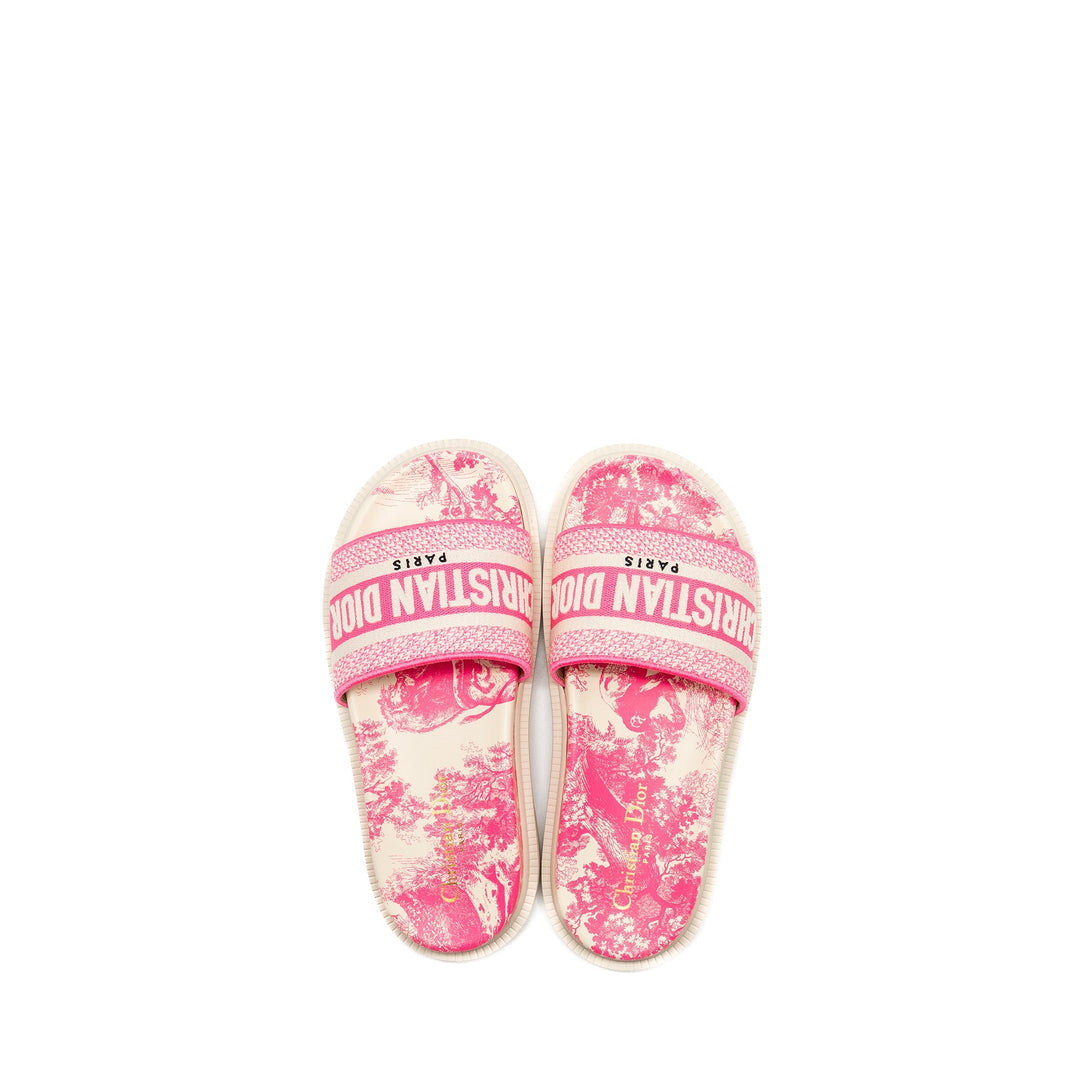 Top quality Dior size 37.5 Sandals Embroidered Cotton/ Rubber Pink