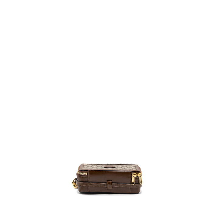 GUCCI MINI CROSSBODY BOX BAG INTERLOCKING GG Supreme CANVAS / LEATHER