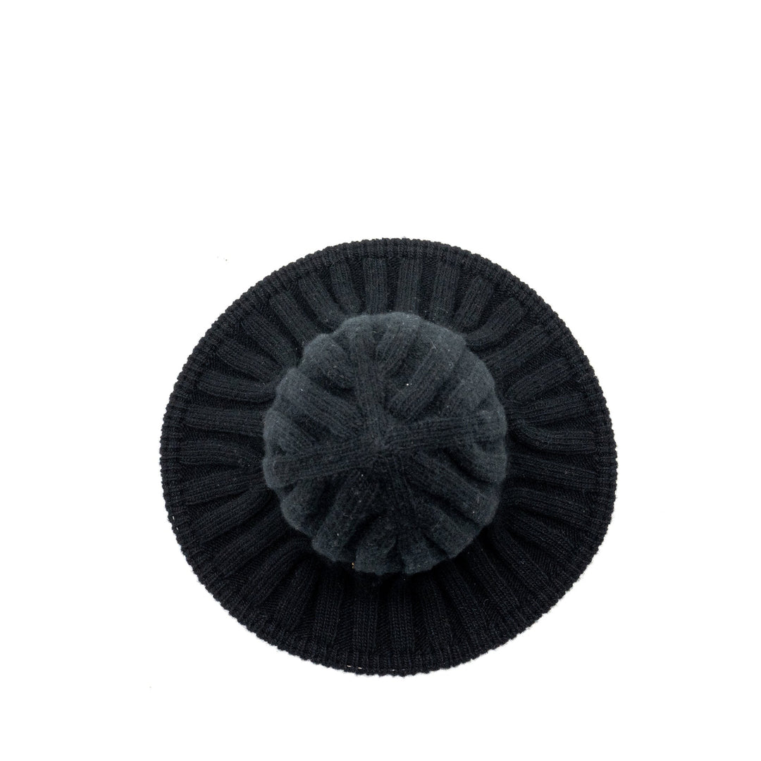Top quality Dior Letter Logo Wire-Brimmed Beanie Wool Black