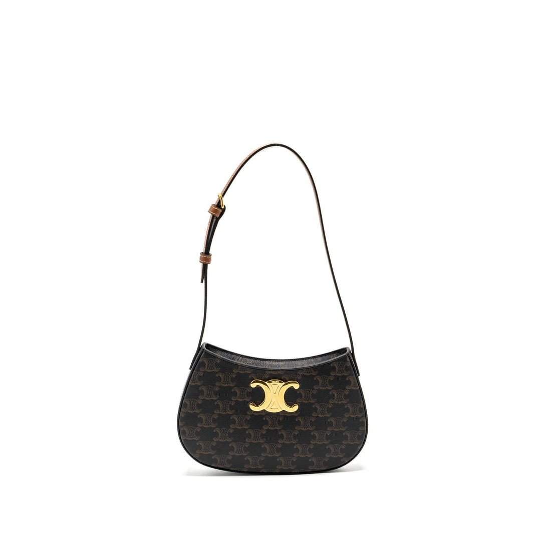 Celine Medium Tilly Bag in Triomphe Canvas / calfskin Tan