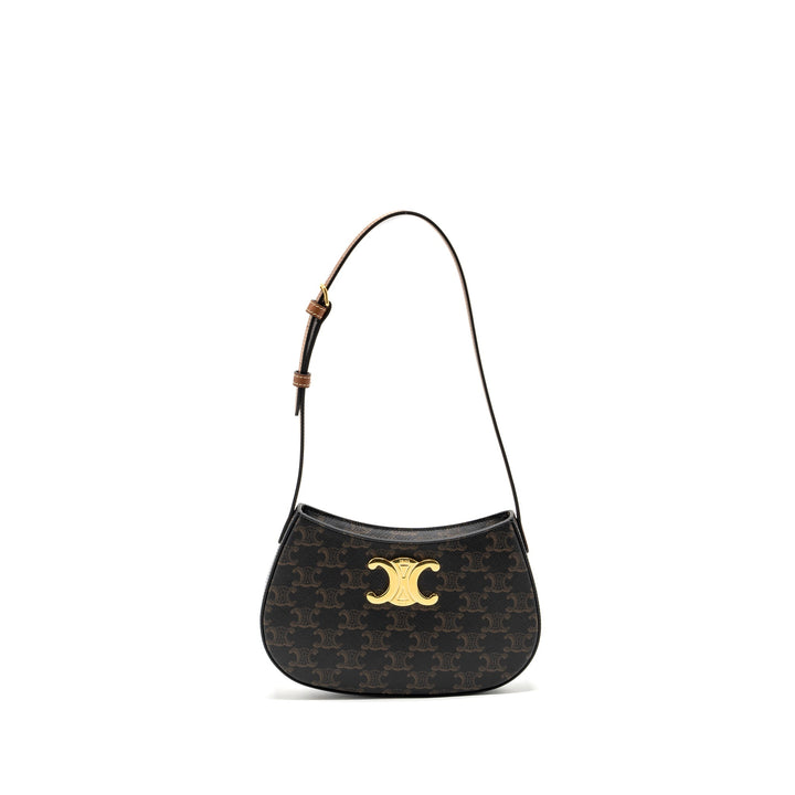 Celine Medium Tilly Bag in Triomphe Canvas / calfskin Tan