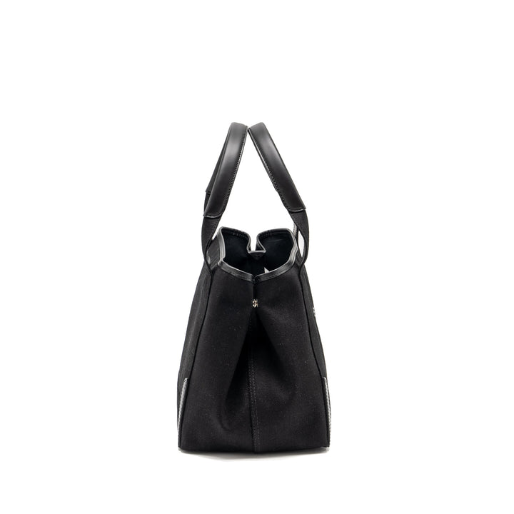 Top Quality Balenciaga Cabas Logo Tote Bag Canvas/ Calfskin Black SHW