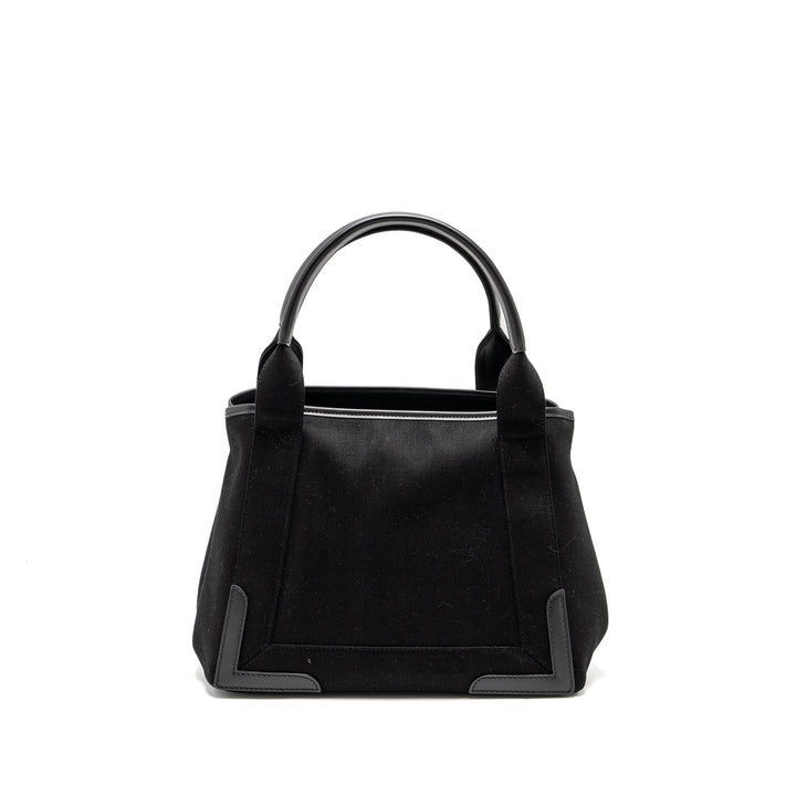 Top Quality Balenciaga Cabas Logo Tote Bag Canvas/ Calfskin Black SHW