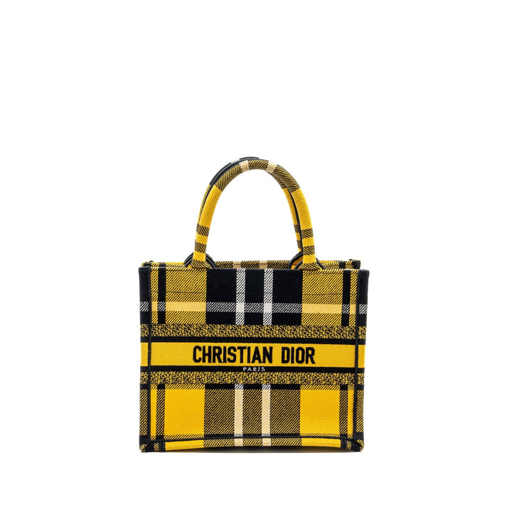 Top quality Dior small book tote canvas yellow / black