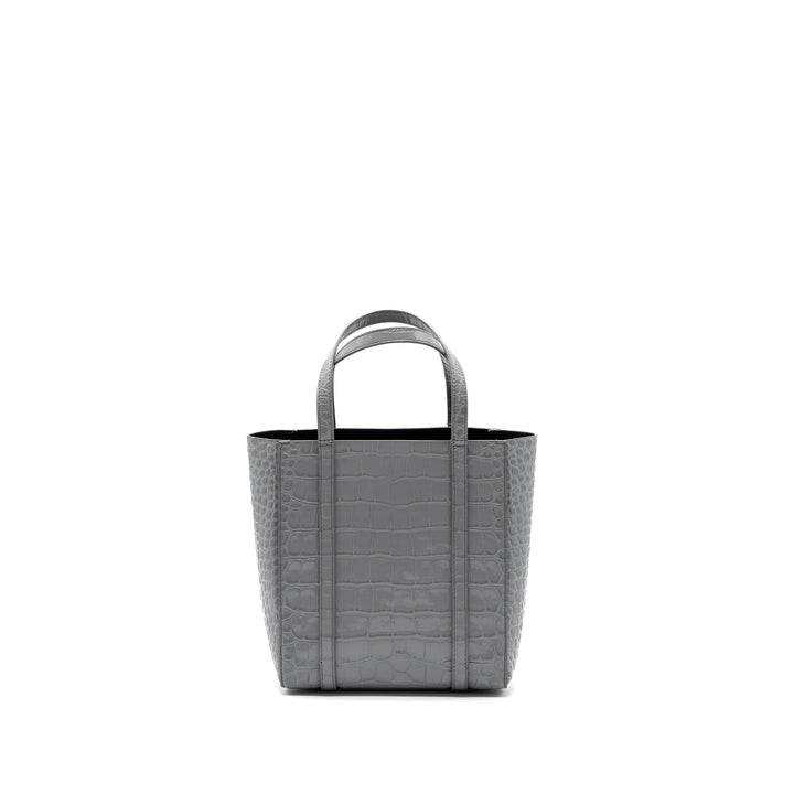 Top Quality Balenciaga XXS Everyday Tote Bag CROC-EMBOSSED calfskin Grey SHW