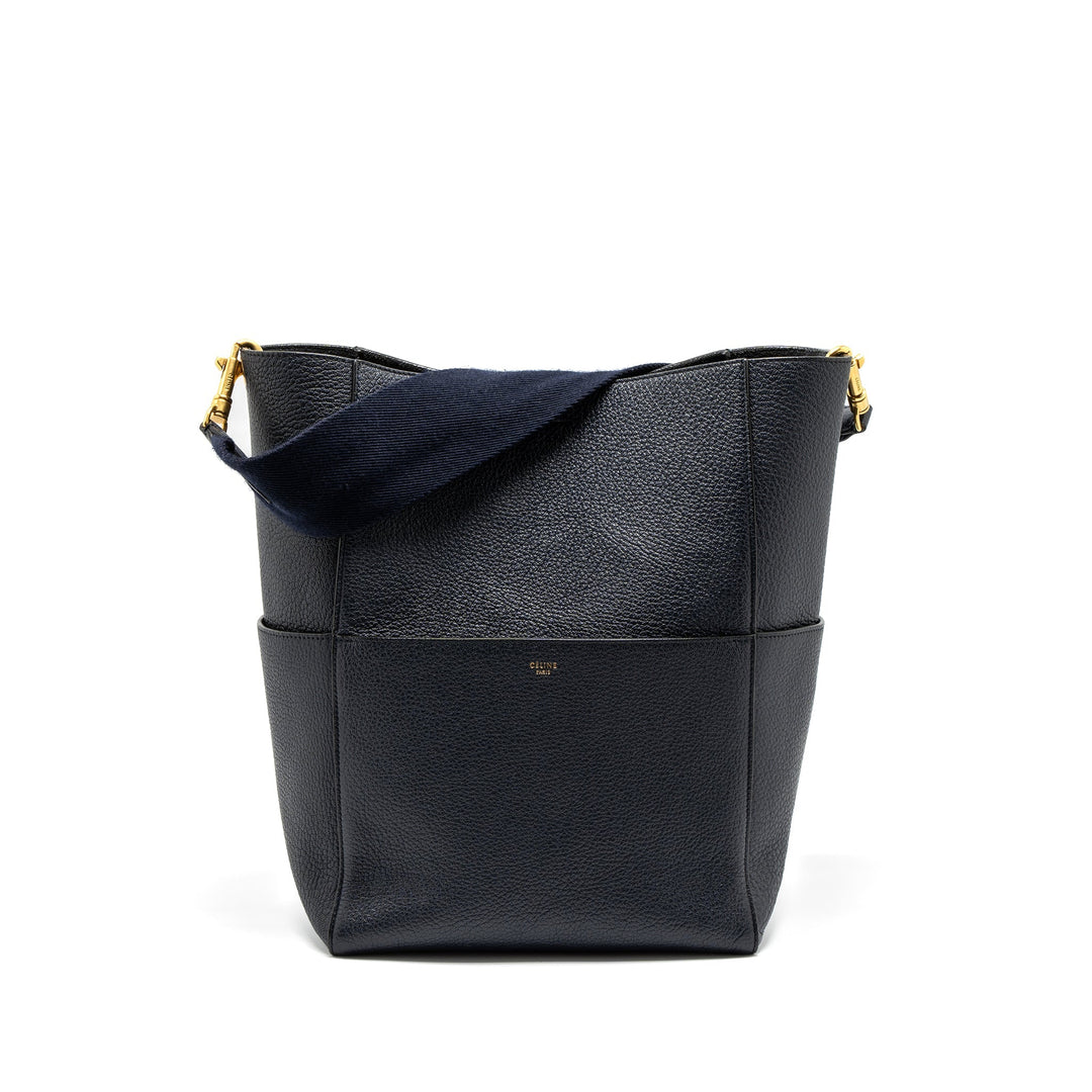 Celine Sangle Bucket Bag Calfskin Navy