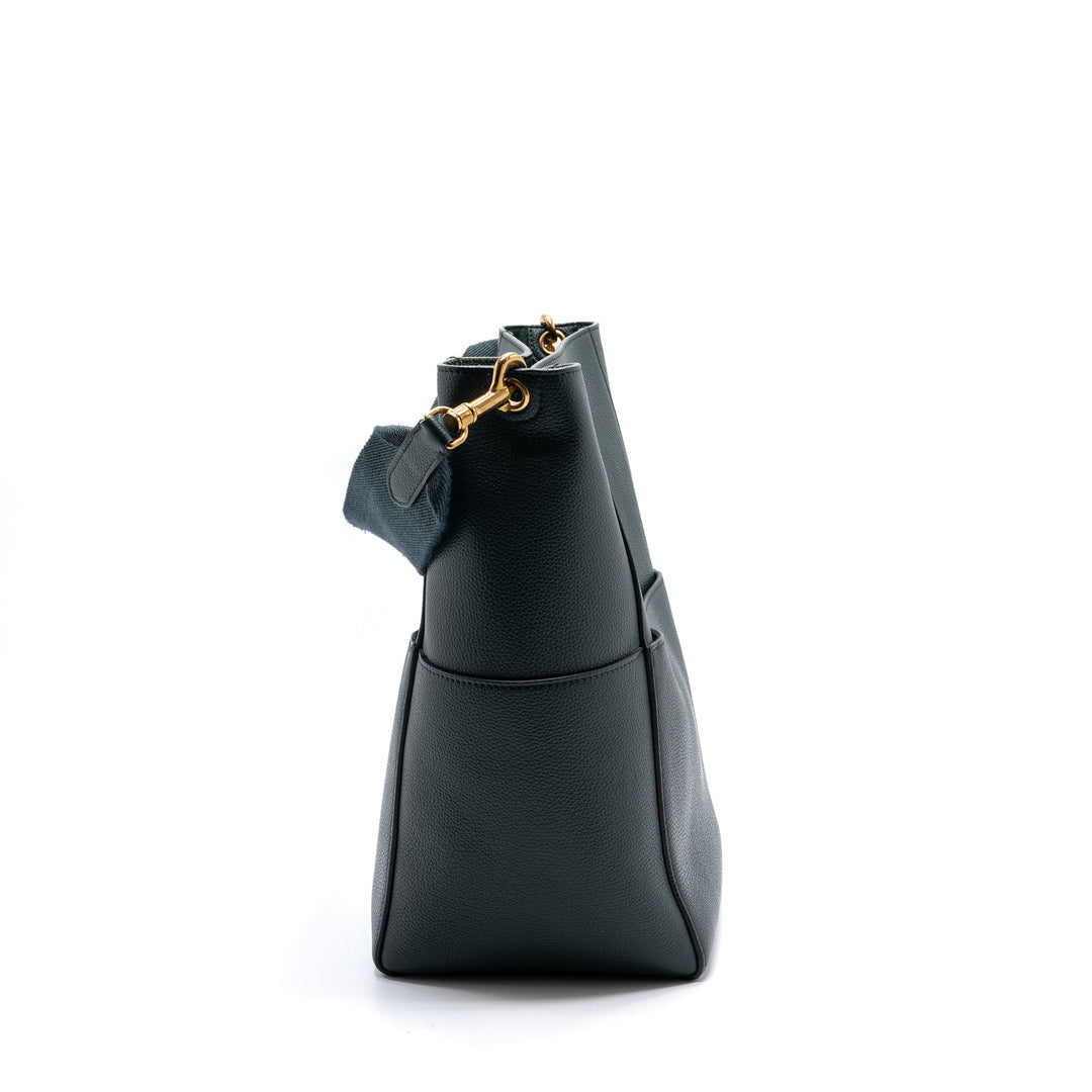 Celine Sangle bucket bag calfskin dark green