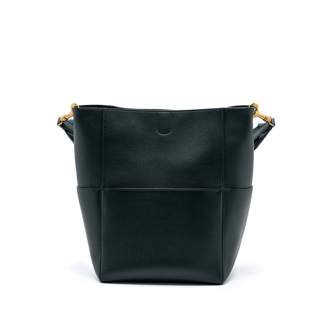 Celine Sangle bucket bag calfskin dark green