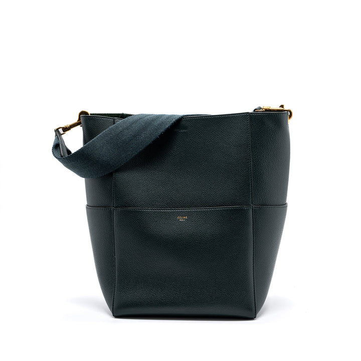Top Quality Celine Sangle bucket bag calfskin dark green