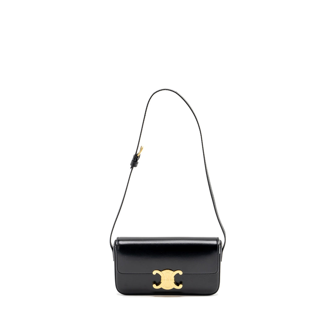 Top Quality Celine triomphe shoulder bag calfskin black