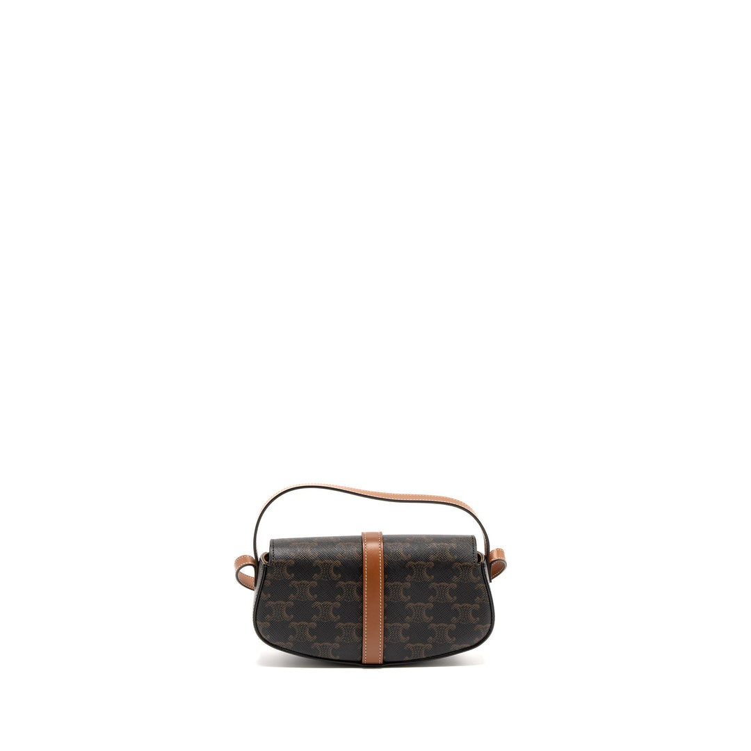 Celine Clutch On Strap Tabou Calfskin/Triomphe Canvas Tan