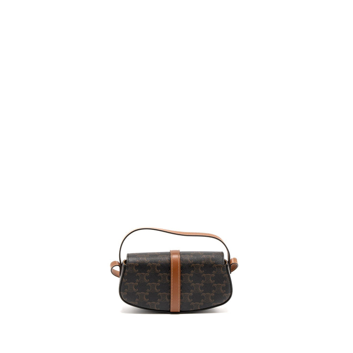 Celine Clutch On Strap Tabou Calfskin/Triomphe Canvas Tan