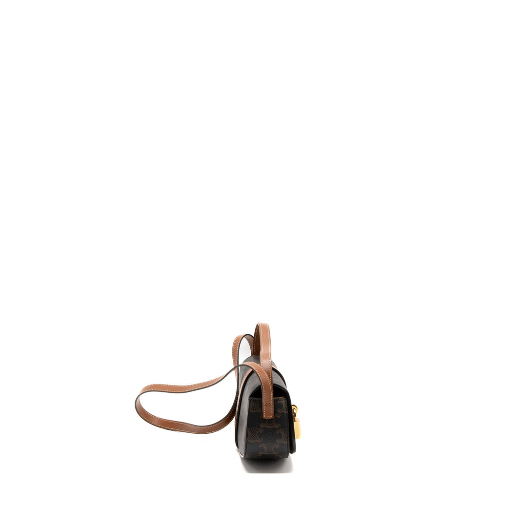 Celine Clutch On Strap Tabou Calfskin/Triomphe Canvas Tan