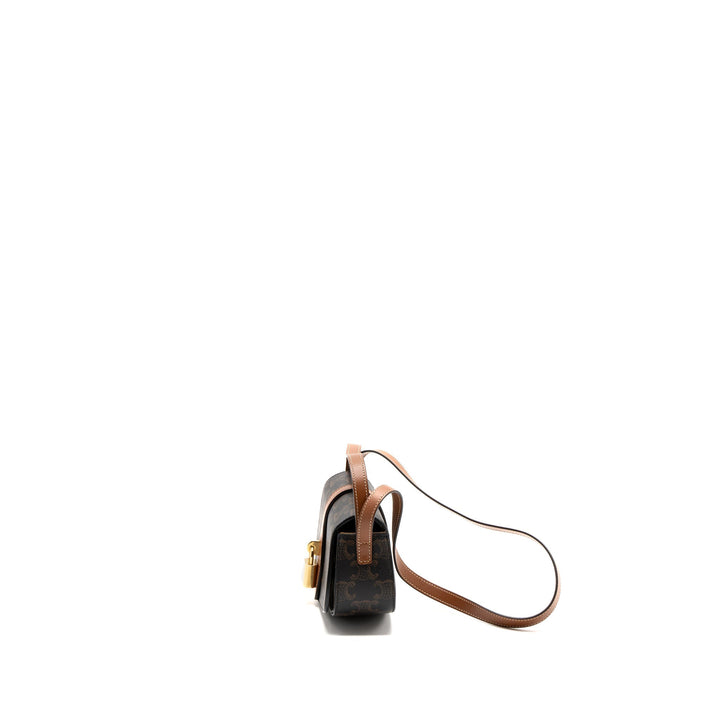 Celine Clutch On Strap Tabou Calfskin/Triomphe Canvas Tan