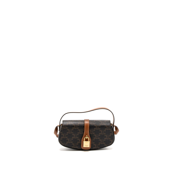 Celine Clutch On Strap Tabou Calfskin/Triomphe Canvas Tan