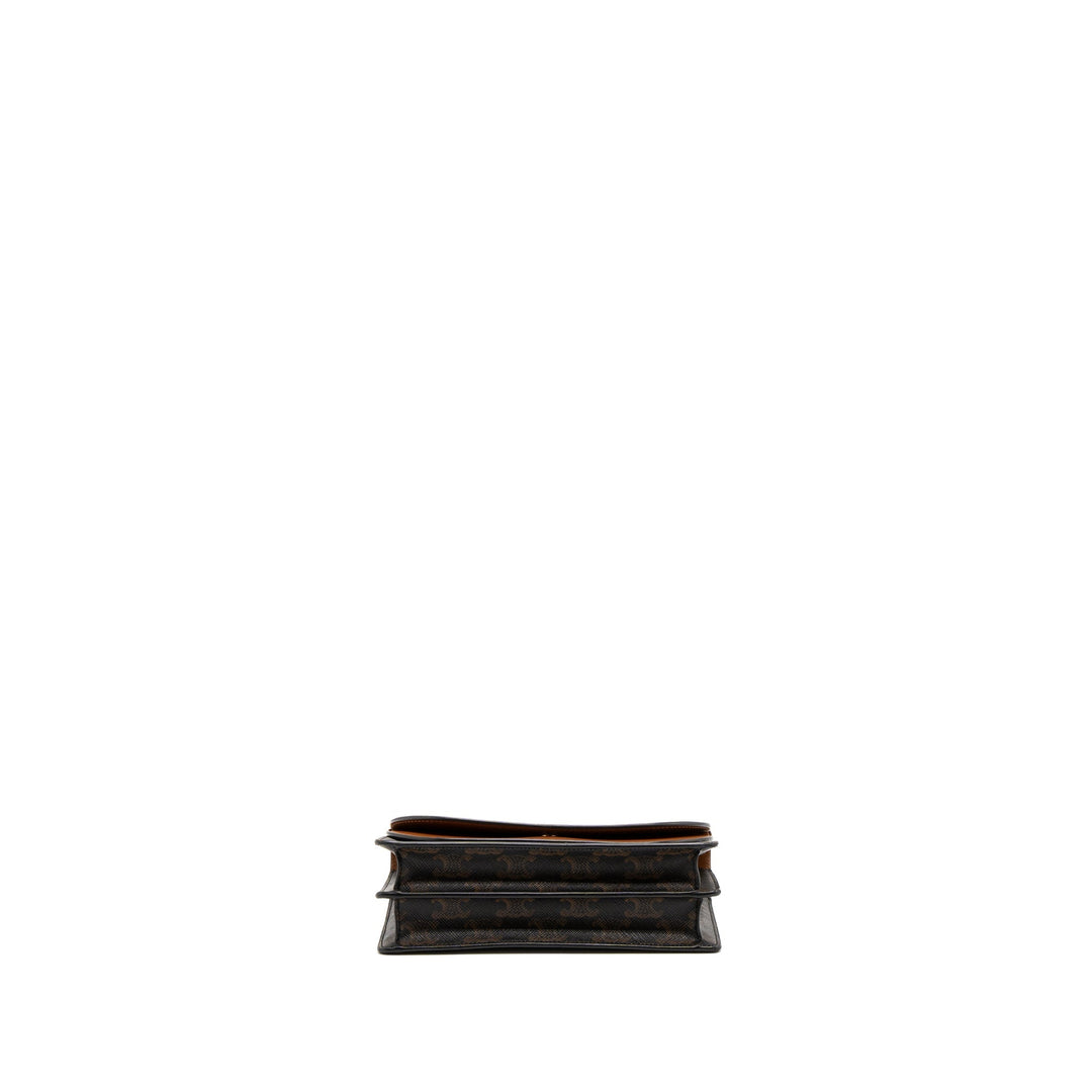 Top Quality Celine Wallet On Strap Triomphe Canvas/Smooth Lambskin Tan