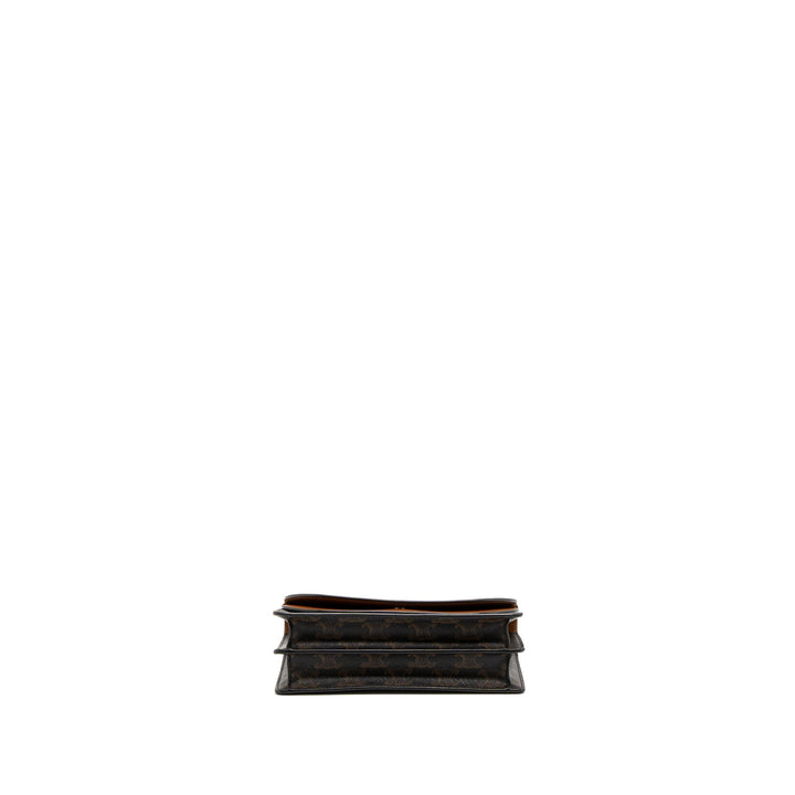 Top Quality Celine Wallet On Strap Triomphe Canvas/Smooth Lambskin Tan