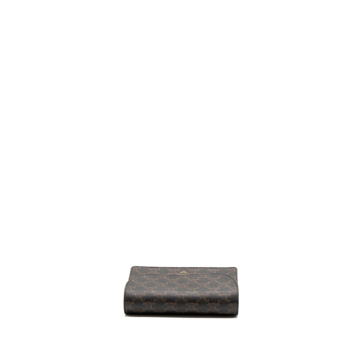 Top Quality Celine Wallet On Strap Triomphe Canvas/Smooth Lambskin Tan