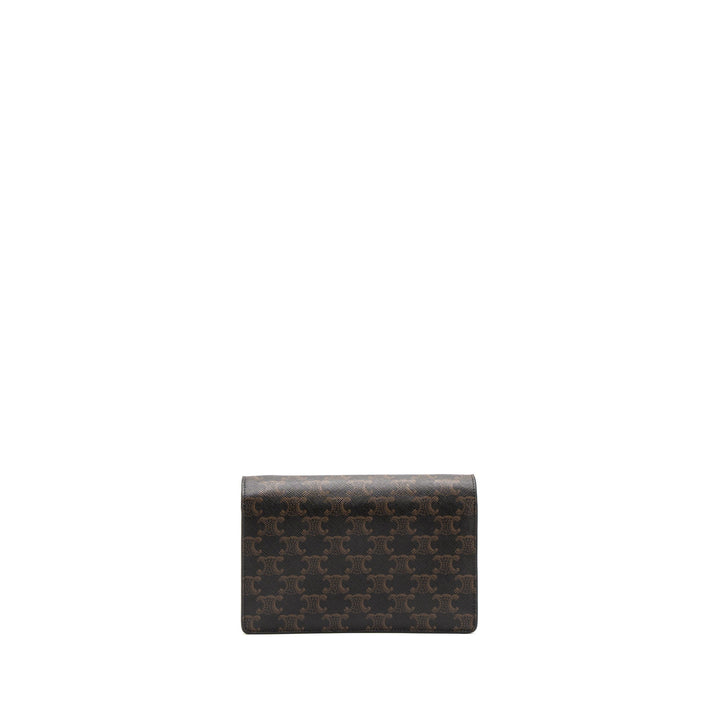 Top Quality Celine Wallet On Strap Triomphe Canvas/Smooth Lambskin Tan