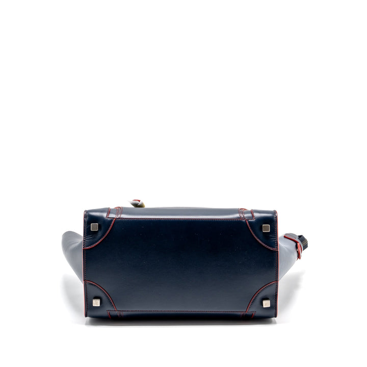 Celine Luggage Tote Bag Calfskin Blue/Red