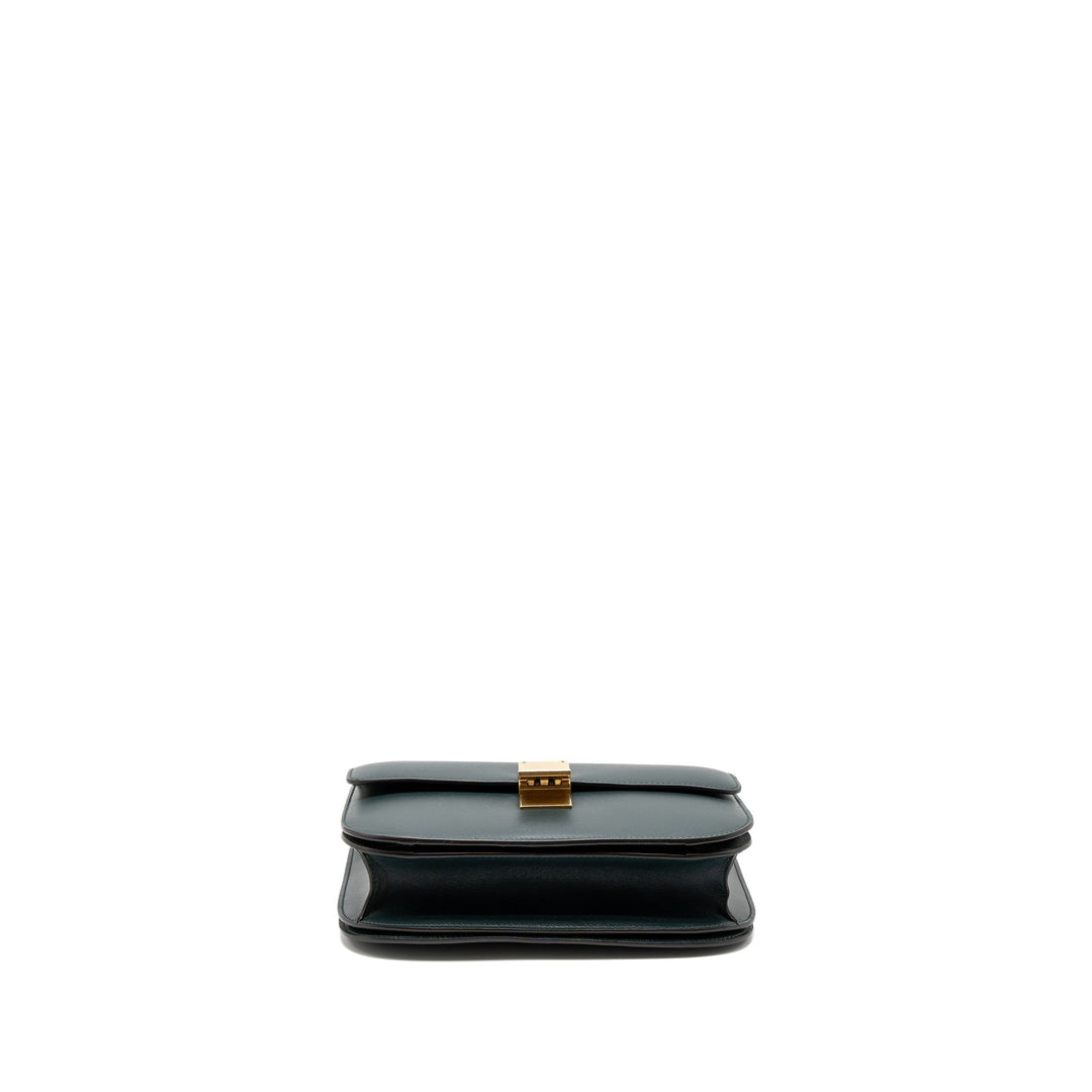Celine Medium Classic Box Bag Calfskin Green Brushed